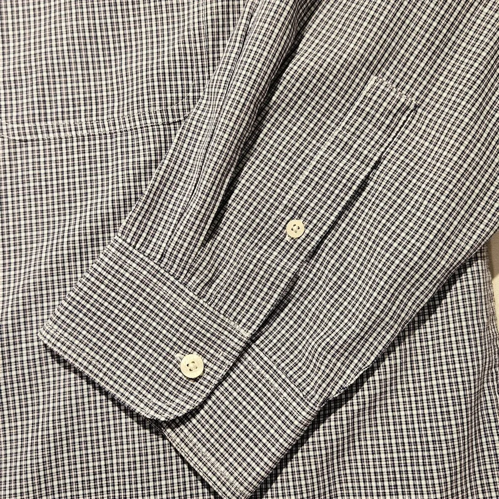 Chaps Easy Care Shirt Mens XXL Blue White Check Long Sleeve Button Down Pocket
